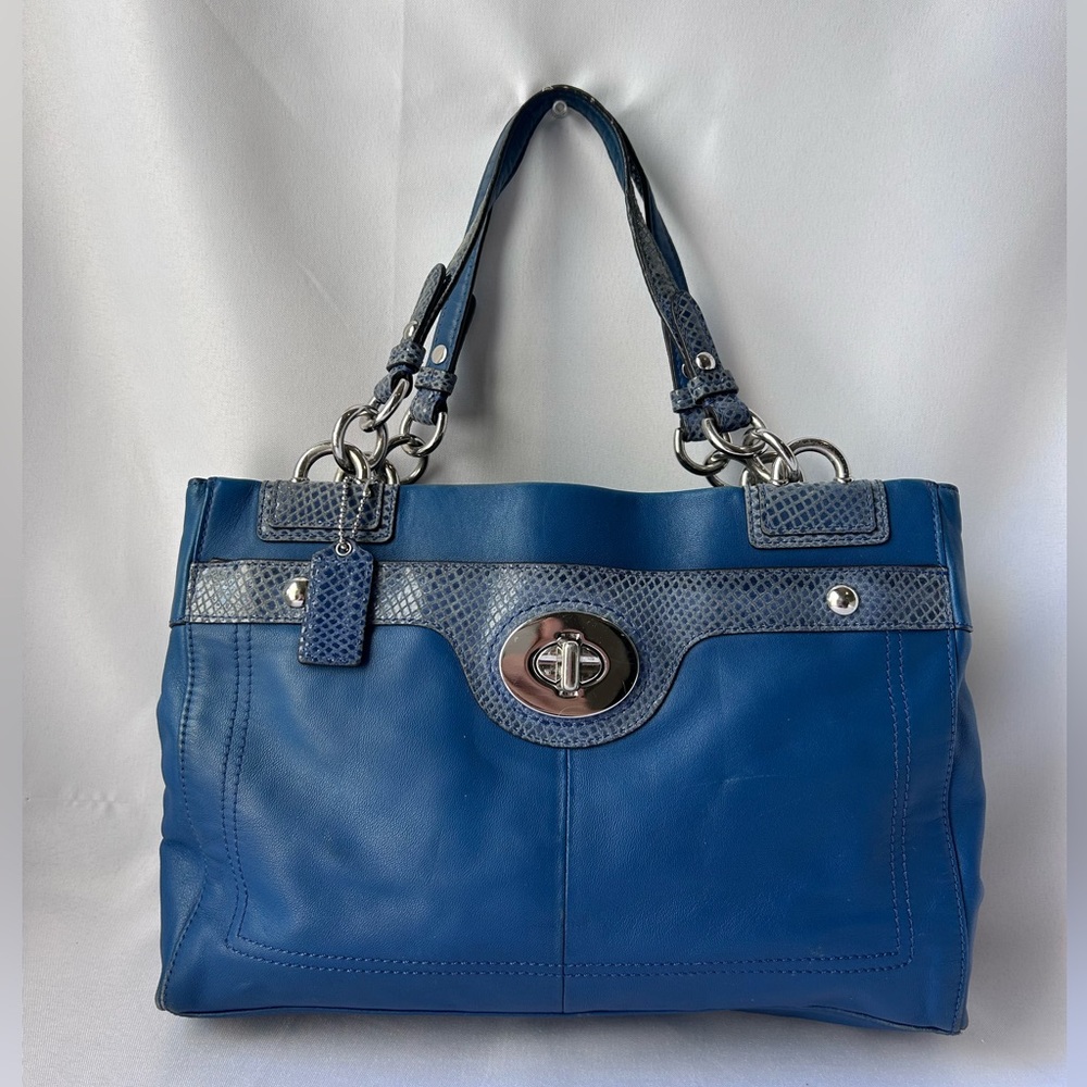 Coach Penelope Blue pebbled Leather Handbag/shoulder bag - Picture 5 of 9